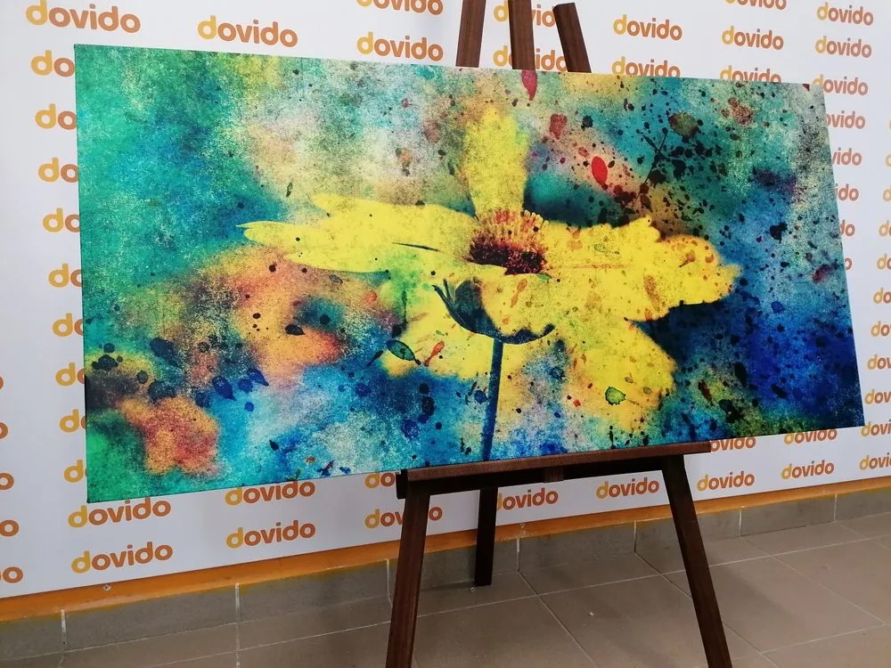 Stampa su tela – Fiore giallo con tocco vintage