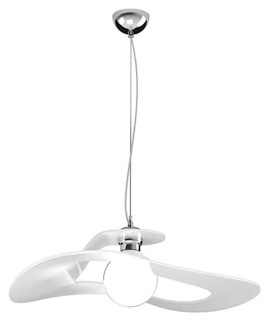 Sospensione Moderna Surf Metallo Bianco Vetro Cromo 1 Luce E27 D.50Cm