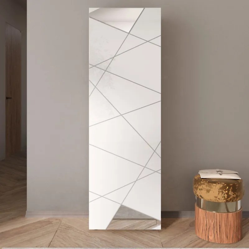 Mobile ingresso appendiabiti 60x185 Bianco lucido con serigrafie/specchio - Fox