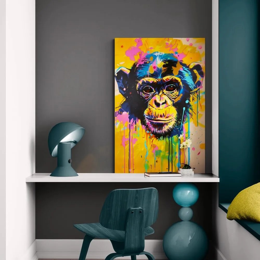 Quadro su tela – Scimmia con imitazione di pittura
