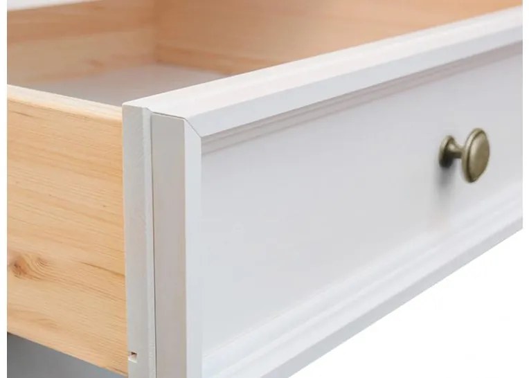 Credenza shabby chic in pino massello bicolore bianco e rovere