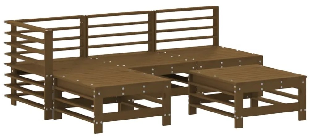 Set Salotto da Giardino 5 pz Miele in Legno Massello di Pino