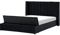 Letto velluto di colore nero rete a doghe e cassapanca 180 x 200 cm camera da letto