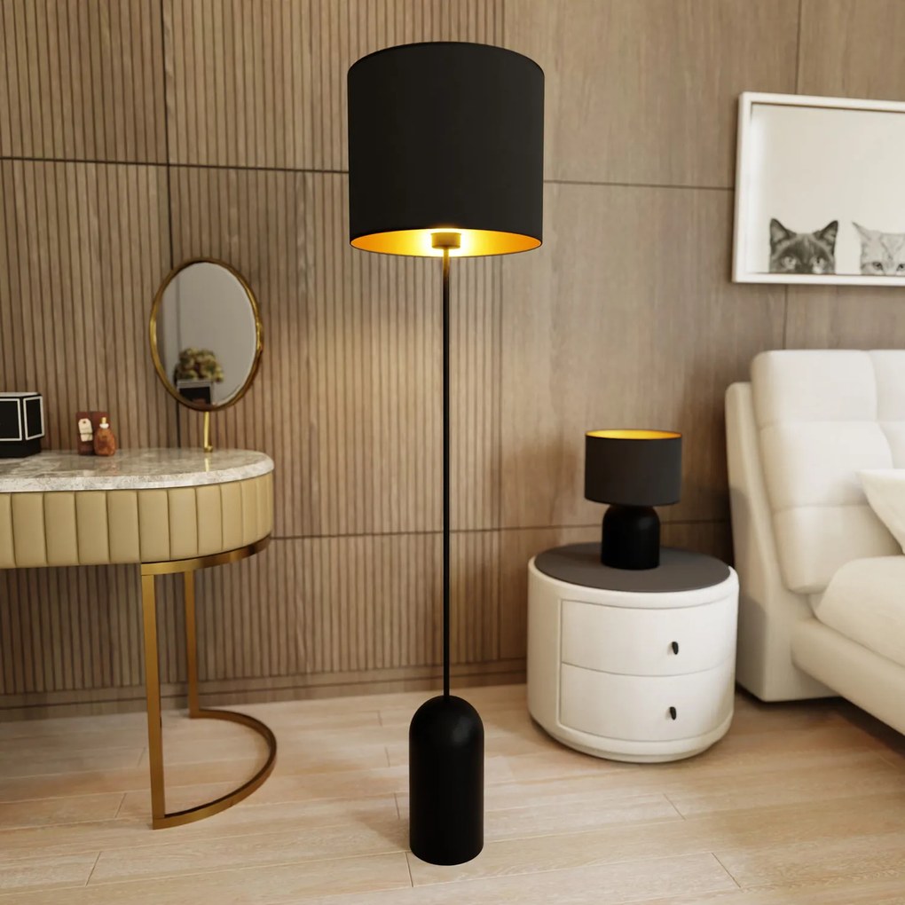 Piantana Minimal Enlil Acciaio Nero Oro 1 Luce E27 Ip20