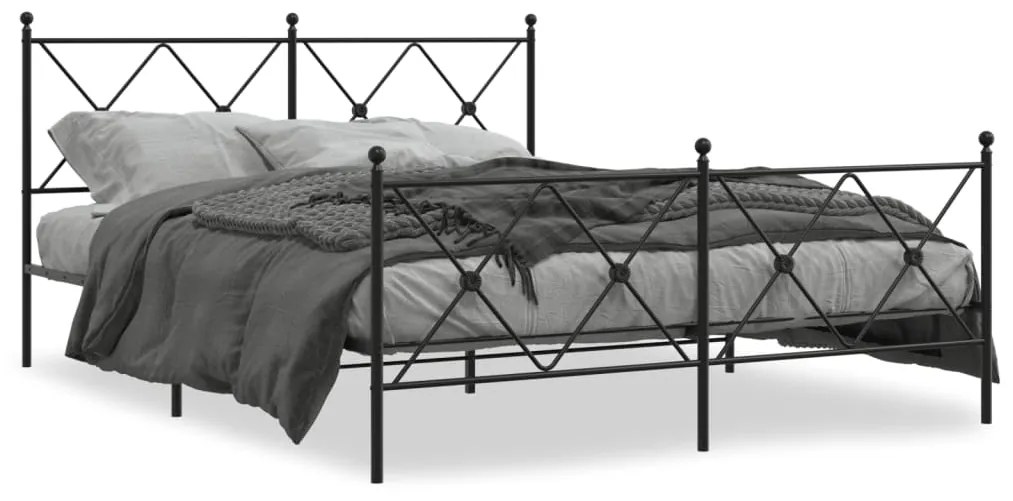 Giroletto Con Testiera E Pediera Metallo Nero 150x200 Cm /