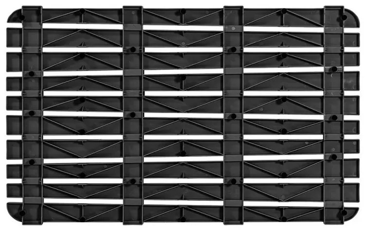 Pedana doccia antiscivolo 80x50 cm nero con effetto legno in plastica