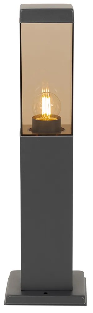 Lampada da esterno moderna grigio scuro con vetro fumé 45 cm - Malios