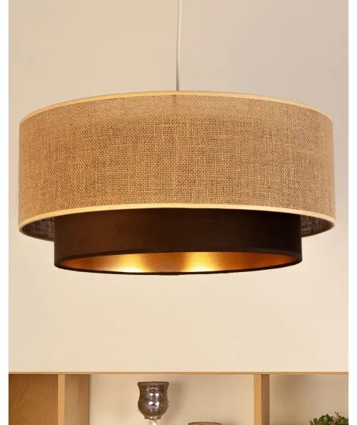 Lampadario a sospensione su cavo SARTA 1xE27/60W/230V Ø 45 cm marrone/iuta