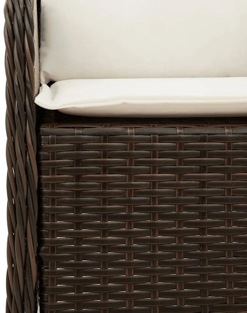 Set da pranzo da giardino 3pz con cuscini in polyrattan marrone