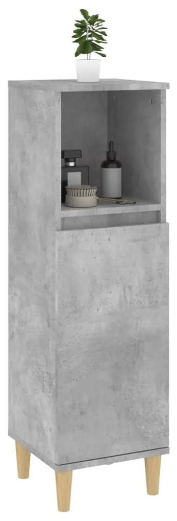Armadietto bagno grigio cemento 30x30x100 cm legno multistrato