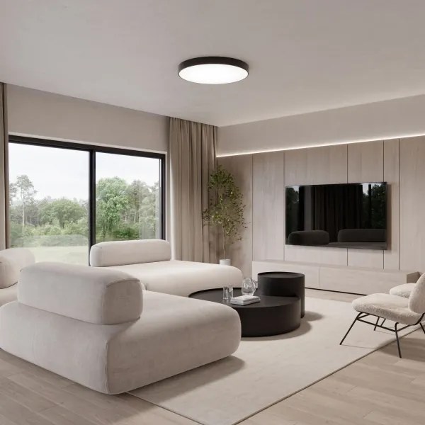 Plafoniera con sensore CLEO, 5x E27 / 24W / 230V, Ø 60 cm, nero