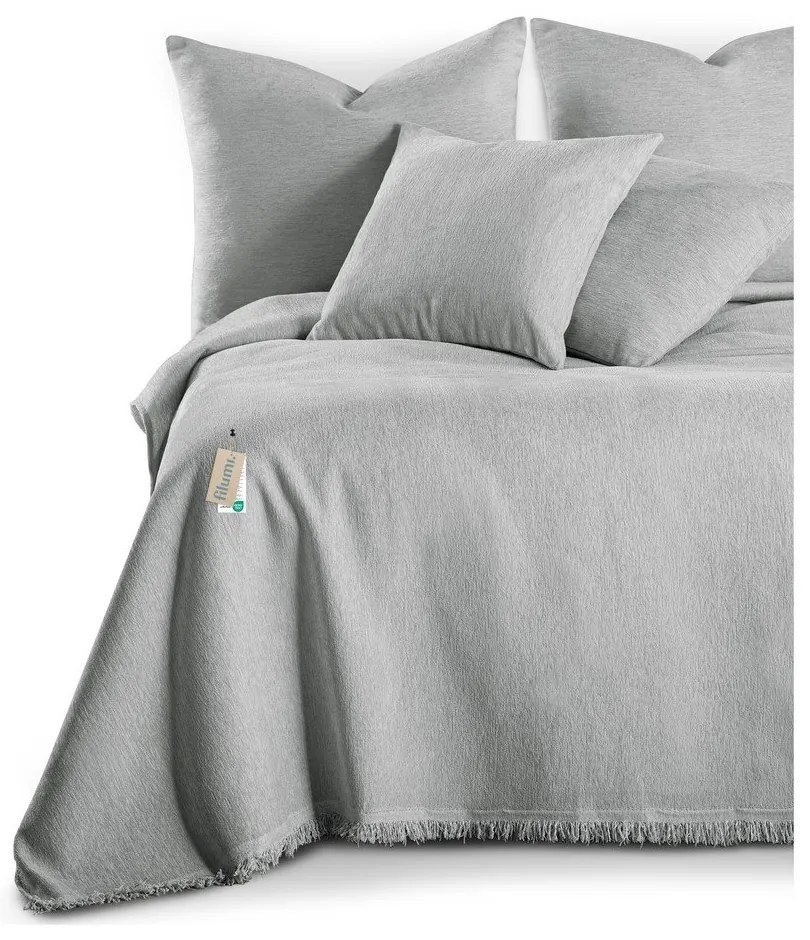 Copriletto grigio chiaro in ciniglia 220x240 cm Talo – Filumi