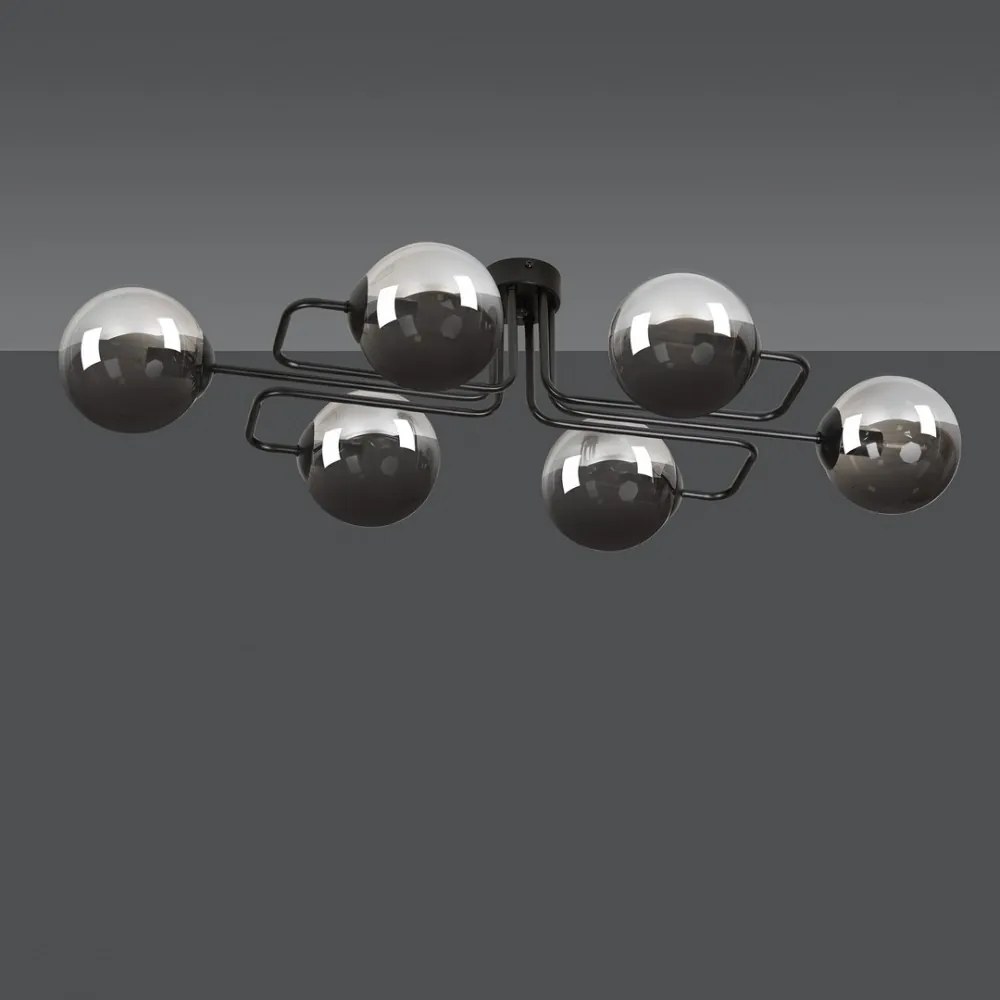 Lampadario da soffitto BRENDI 6 in acciaio e vetro 6xE14 Colore del corpo Grafite