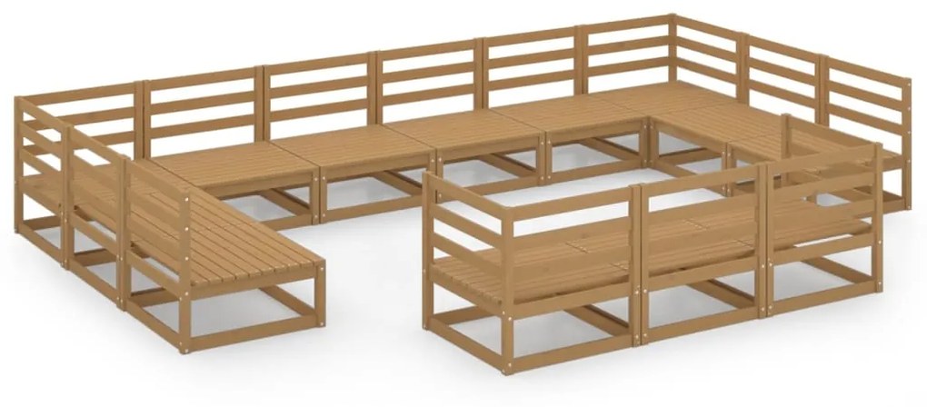 Set divani da giardino 13 pz in legno massello di pino