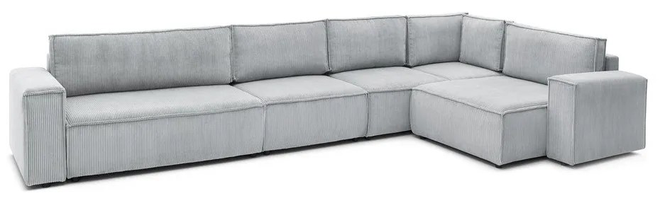 Divano angolare in velluto a coste grigio chiaro, angolo destro Nihad modular - Bobochic Paris