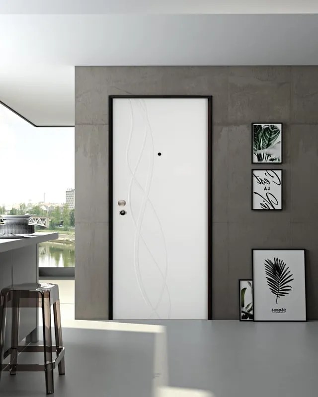 Pannello per porta blindata laccato bianco L 93 x H 213 cm, Sp 6 mm apertura sinistra