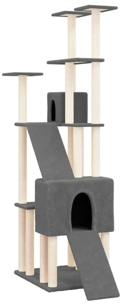 Albero per gatti con tiragraffi in sisal grigio scuro 190 cm