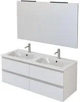 Mobile Bagno Sospeso 120 cm Doppio Lavabo e Specchio Bonussi Fenice Bianco Opaco