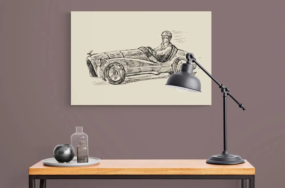 Quadro su tela – Auto da corsa in stile retrò