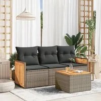 Set Divani da Giardino 4 pz con Cuscini in Polyrattan Grigio 3227446