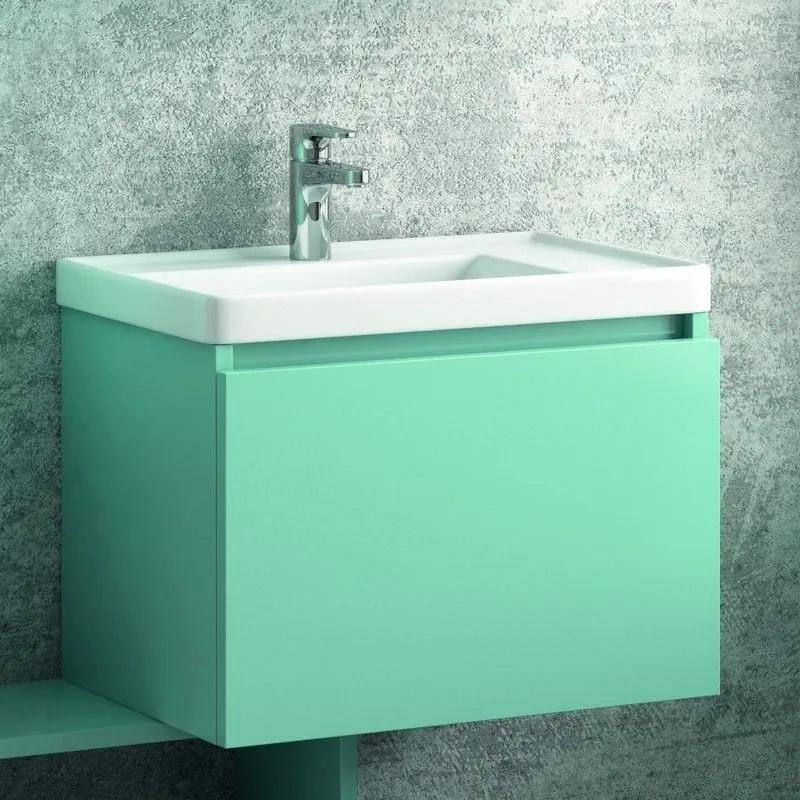 Kamalu - composizione mobili bagno sospesi 60 cm con lavabo, colonna, specchio e pensile sp-60a