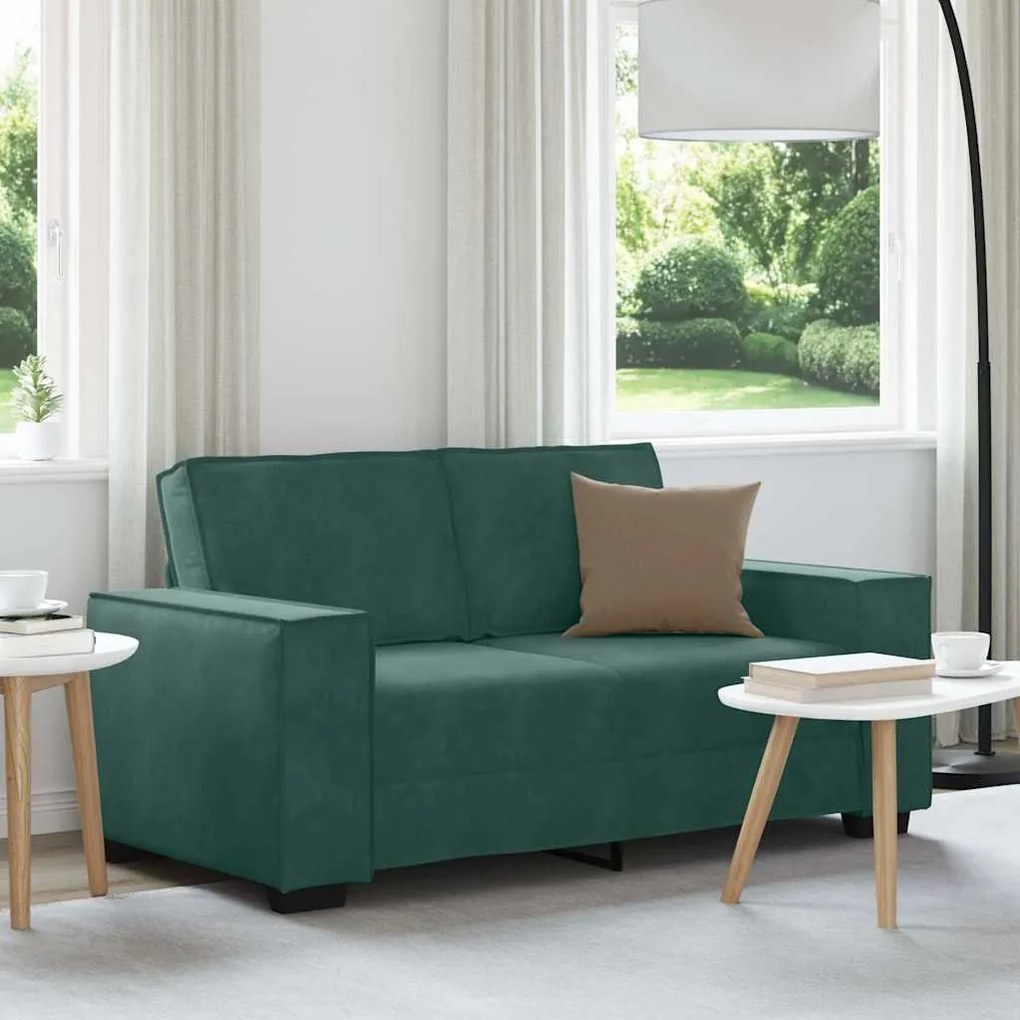 Divano A 2 Posti Verde Scuro 120 Cm İn Velluto /