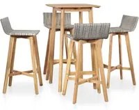 Set da Pranzo da Giardino 5 pz in Legno Massello di Acacia cod mxl 34841