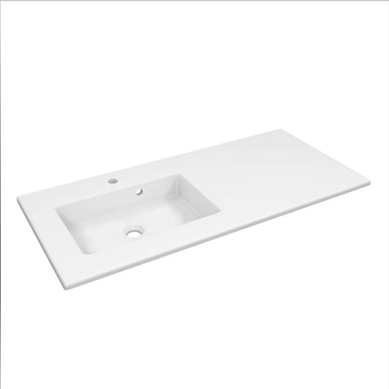 Lavabo a incasso rettangolare vasca a sinistra Neo L 106 x H 11.2 x P 49 cm in ceramica bianco lucido