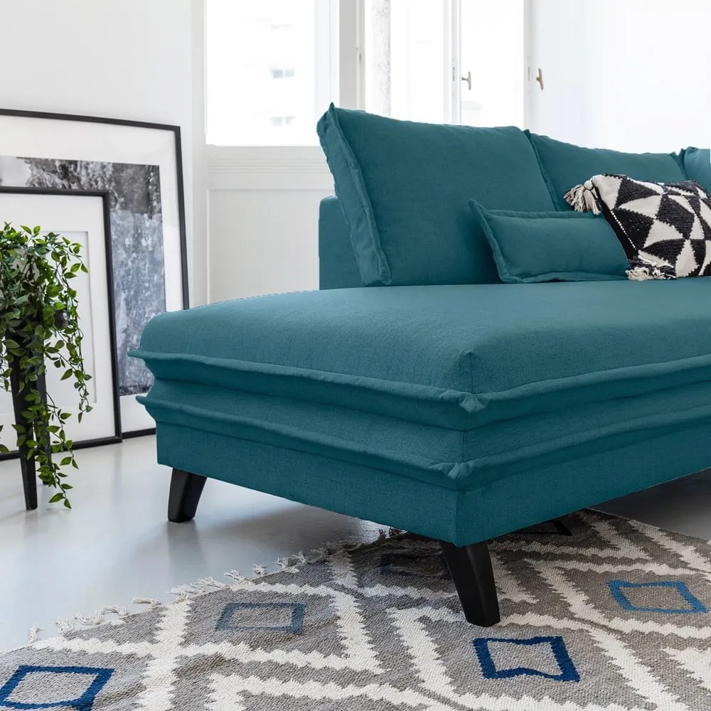 Divano letto a U turchese, angolo sinistro Charming Charlie - Miuform
