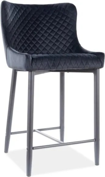 Sgabello da bar Colin imbottito B H-2 in nero - H88 cm