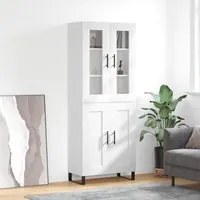 Credenza Bianco Lucido 69,5x34x180 cm in Legno Multistrato 3198363