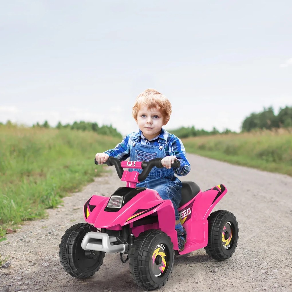 Costway Costway Quad cavalcabile alimentato a batteria 6V con velocità massima 4,6 km/h, Mini quad ATV per bambini Rosa