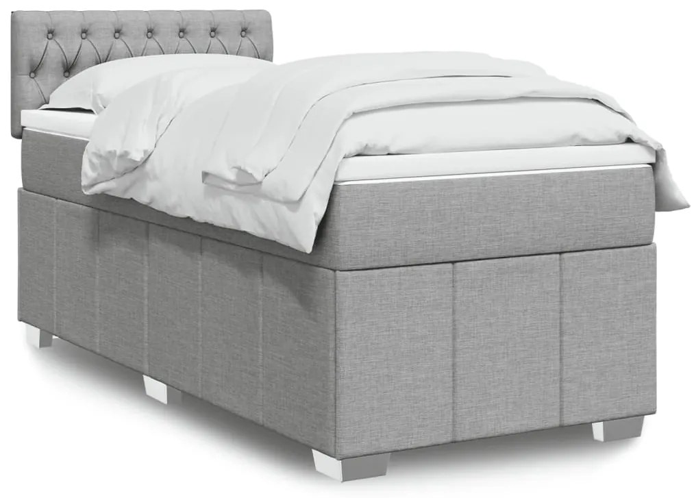 Giroletto A Molle Con Materasso Grigio Chiaro100x200 Cm Tessuto /