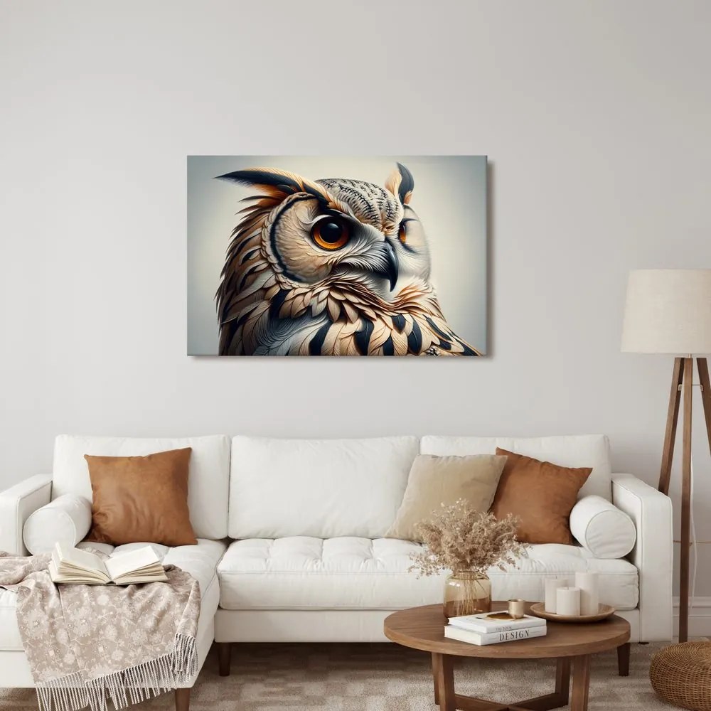 Quadro su tela – Gufo in toni caldi