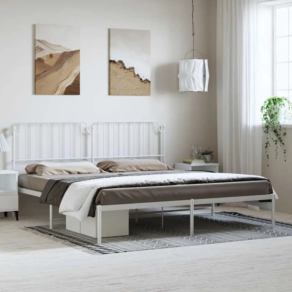 Giroletto Con Testiera Metallo Bianco 193x203 Cm /