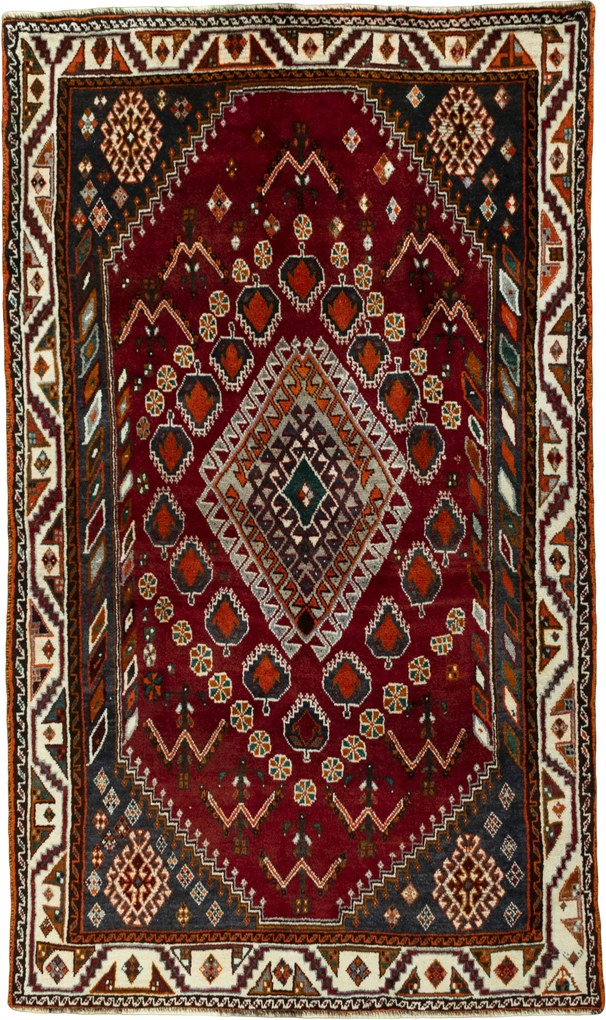 Shiraz Tappeto 130x220 Rosso (Iran) Annodato A Mano