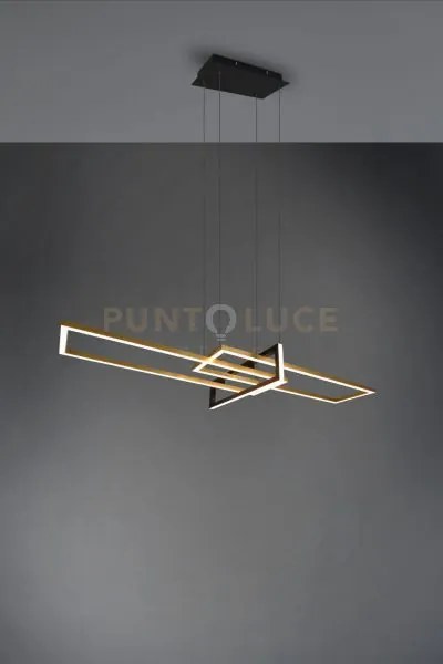 Salinas sospensione led 34w 4200lm, 3000k triplo rettangolo oro + n...