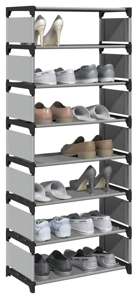 Scarpiera 8 Ripiani Grigia 54x28x124 Cm İn Tessuto Non Tessuto /