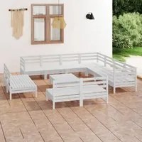 Set Salotto da Giardino 12 pz in Legno Massello di Pino Bianco 3083160