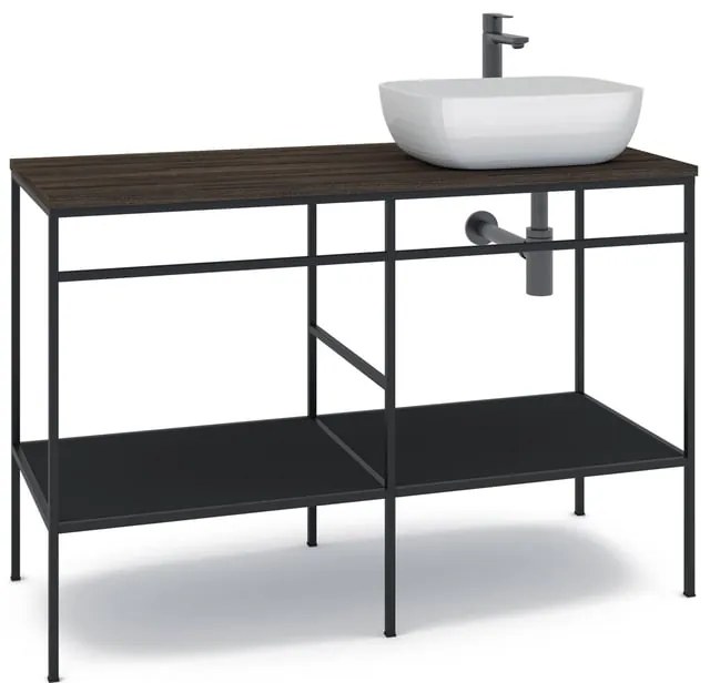 Mobile bagno con lavabo L 120 x H 92 x P 45.5 cm nero per vasca centrale Outline
