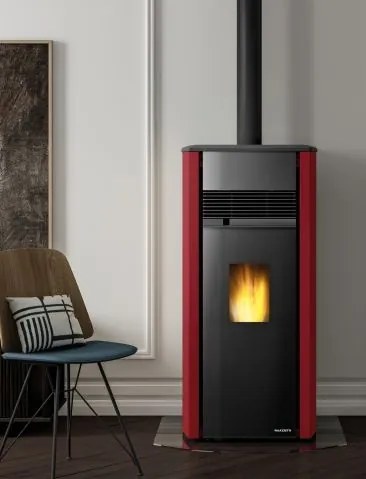 Stufa ermetica a Pellet ad aria Ecofire in ghisa e acciaio Rosso Palazzetti Aurora 9 US Pro 2