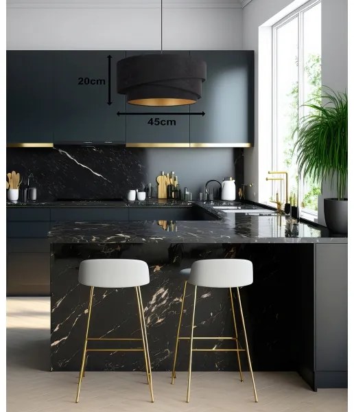 Duolla - Lampadario a sospensione con filo KOBO 1xE27/15W/230V diametro 45 cm nero/oro