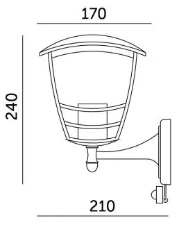 Applique da esterno con sensore TEVIO 1xE27/60W/230V IP54 nero