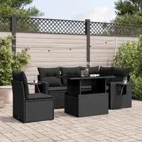 Set Divano da Giardino 6 pz con Cuscini Nero in Polyrattan 3267905