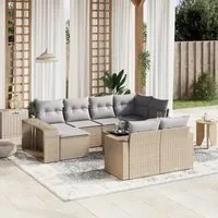 Set Divani da Giardino 11 pz con Cuscini Beige in Polyrattan 3228909