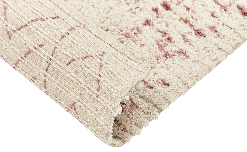 Tappeto cotone beige e rosa 140 x 200 cm KASTAMONU 