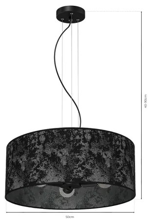 Lampadario su filo SATINO 3xE27/60W/230V nero/grigio