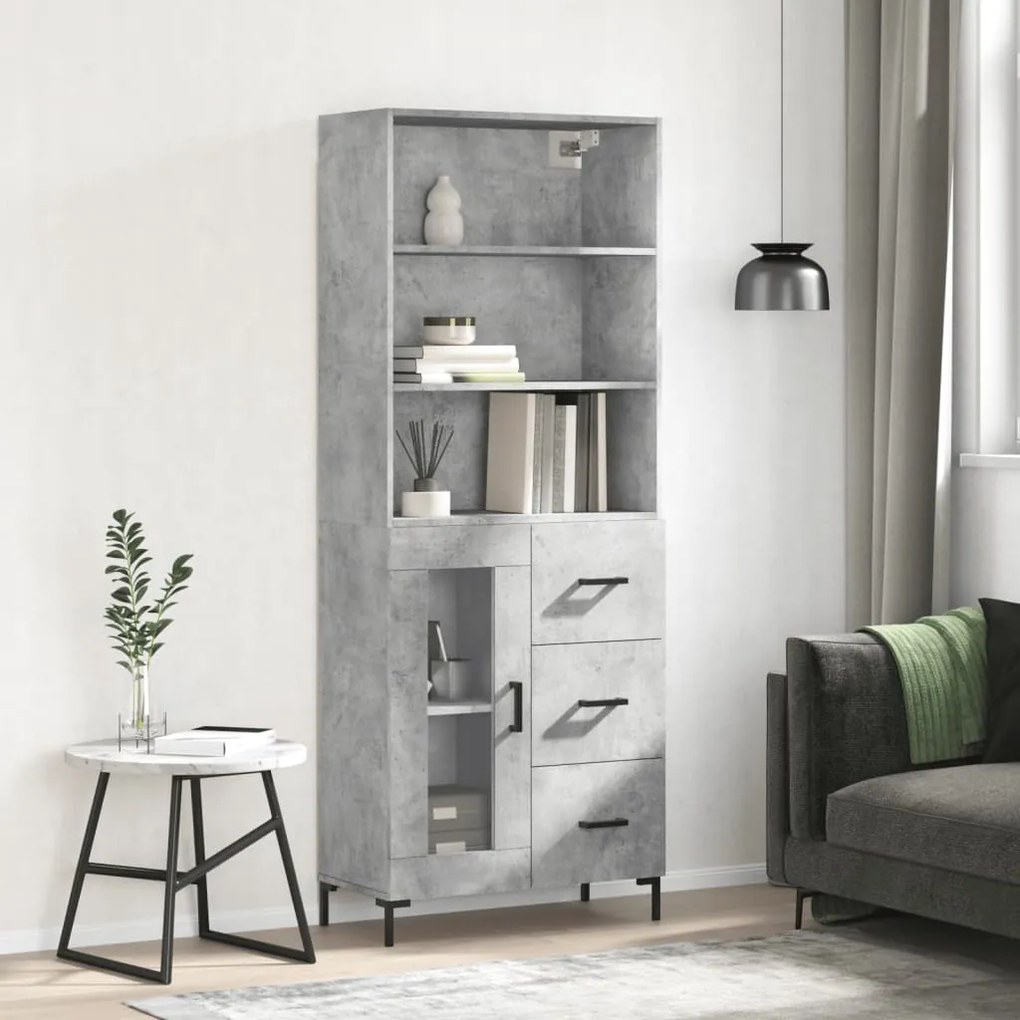 Credenza grigio cemento 69,5x34x180 cm in legno multistrato