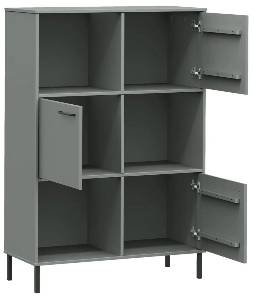 Libreria con Gambe Metallo Grigio 90x35x128,5 cm Massello OSLO