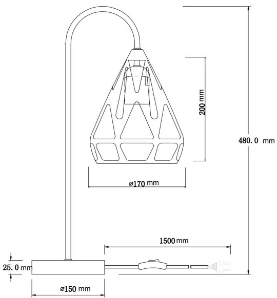 Globo 15889T - Lampada da tavolo HASSAN 1xE27/40W/230V